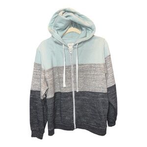 Doublju Color Block Hooded Sweatshirt | Zip up with Pockets | Size XL | EUC